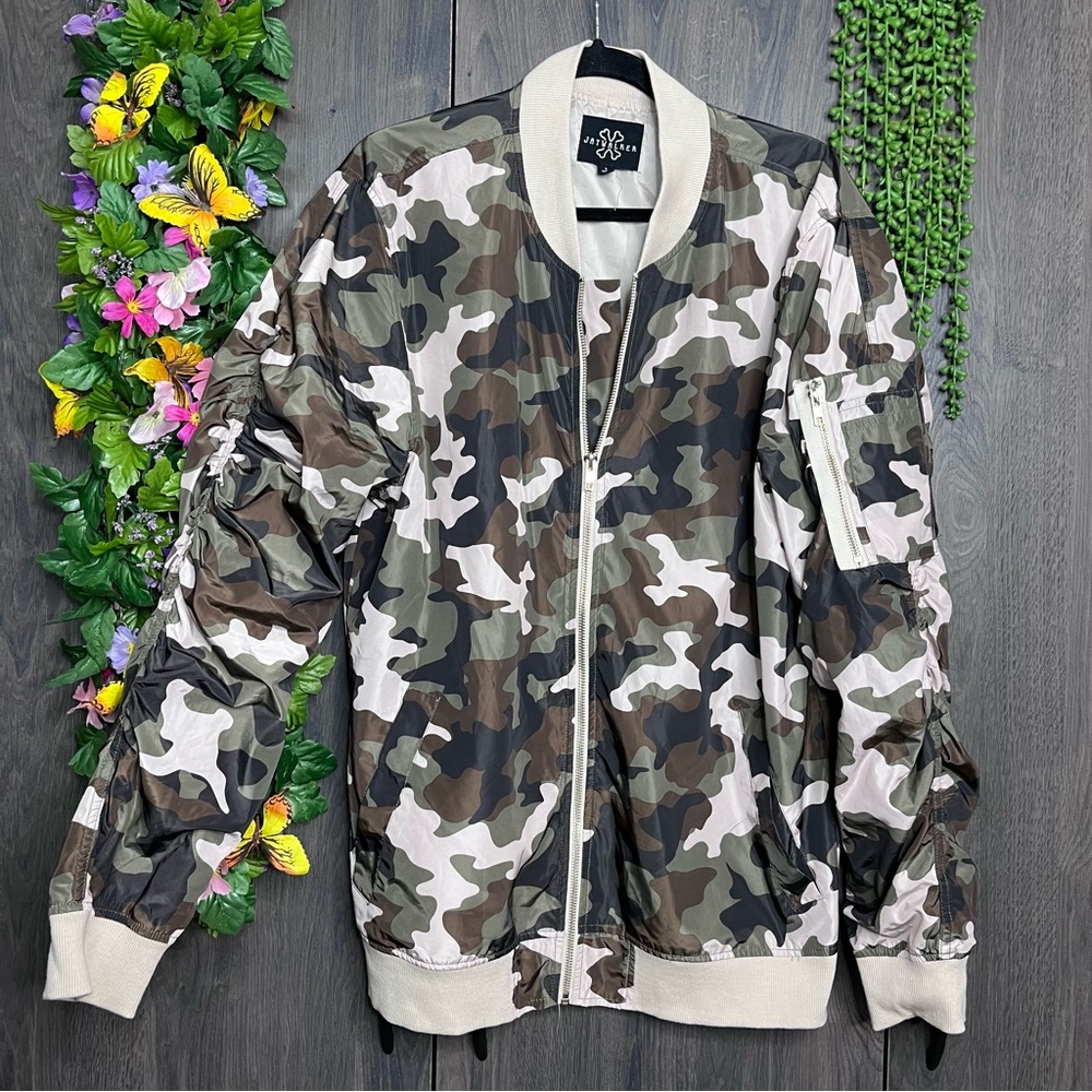 -Jaywalker Womens Camo Printed Zip Up Lightweight Jacket Size Large